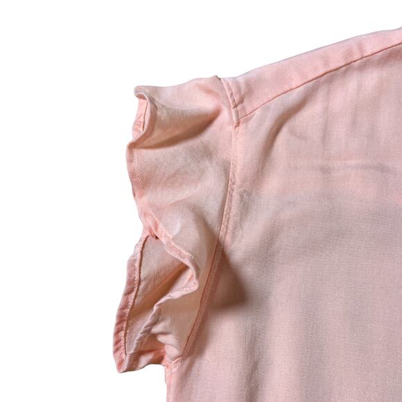 Anthropologie‎ Cloth & Stone Peach Flutter Sleeve Button Front Blouse Size Small - Picture 3 of 6